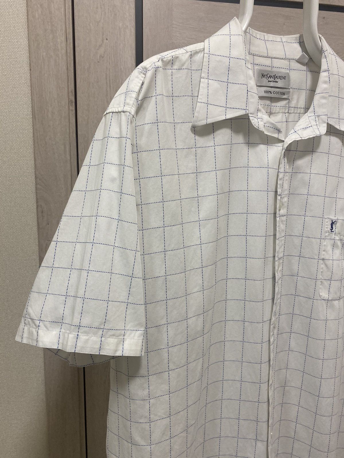Vintage × Yves Saint Laurent YSL YvesSaintLaurent Pour Homme Vintage Checked Logo Shirt Size US XL / EU 56 / 4 - 5 Thumbnail