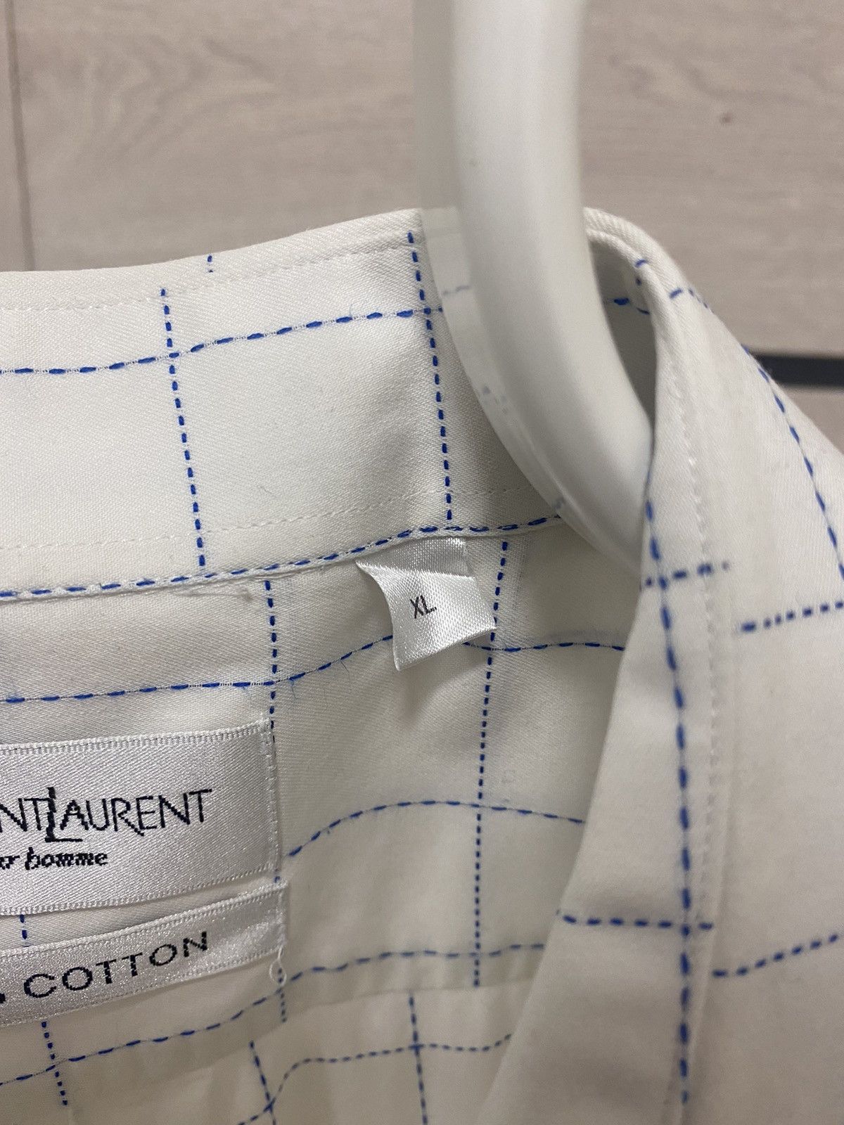 Vintage × Yves Saint Laurent YSL YvesSaintLaurent Pour Homme Vintage Checked Logo Shirt Size US XL / EU 56 / 4 - 9 Thumbnail