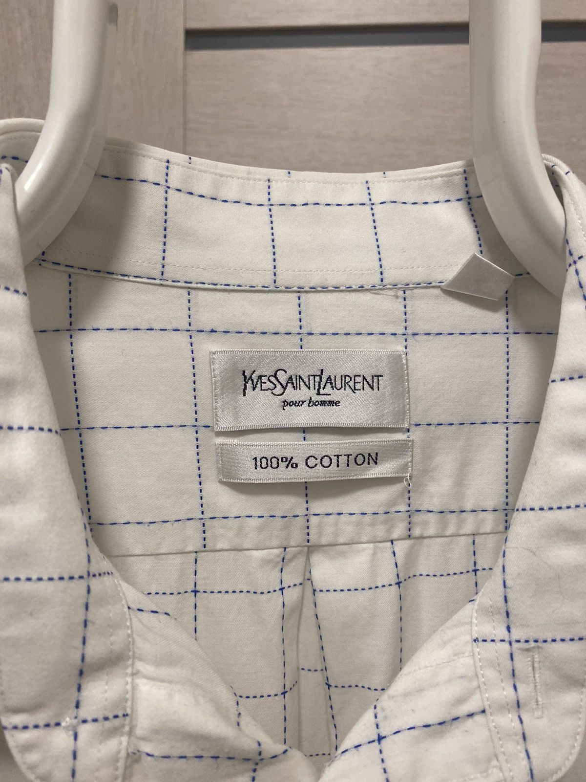 Vintage × Yves Saint Laurent YSL YvesSaintLaurent Pour Homme Vintage Checked Logo Shirt Size US XL / EU 56 / 4 - 8 Thumbnail