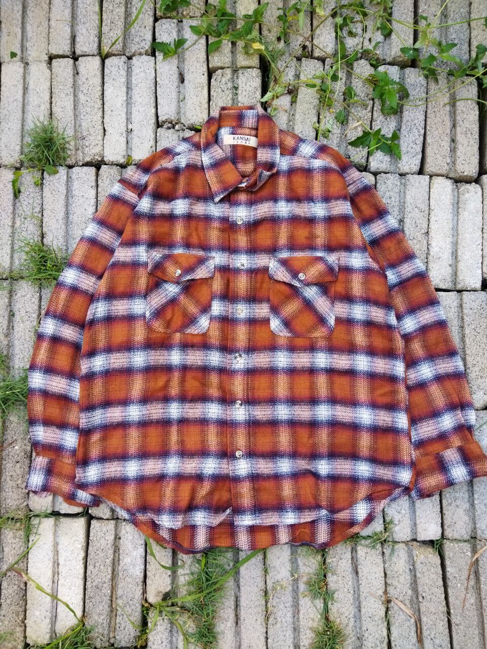 Japanese Brand Rare🔥Kansai Japan Flannel Shirt Size US L / EU 52-54 / 3 - 1 Preview