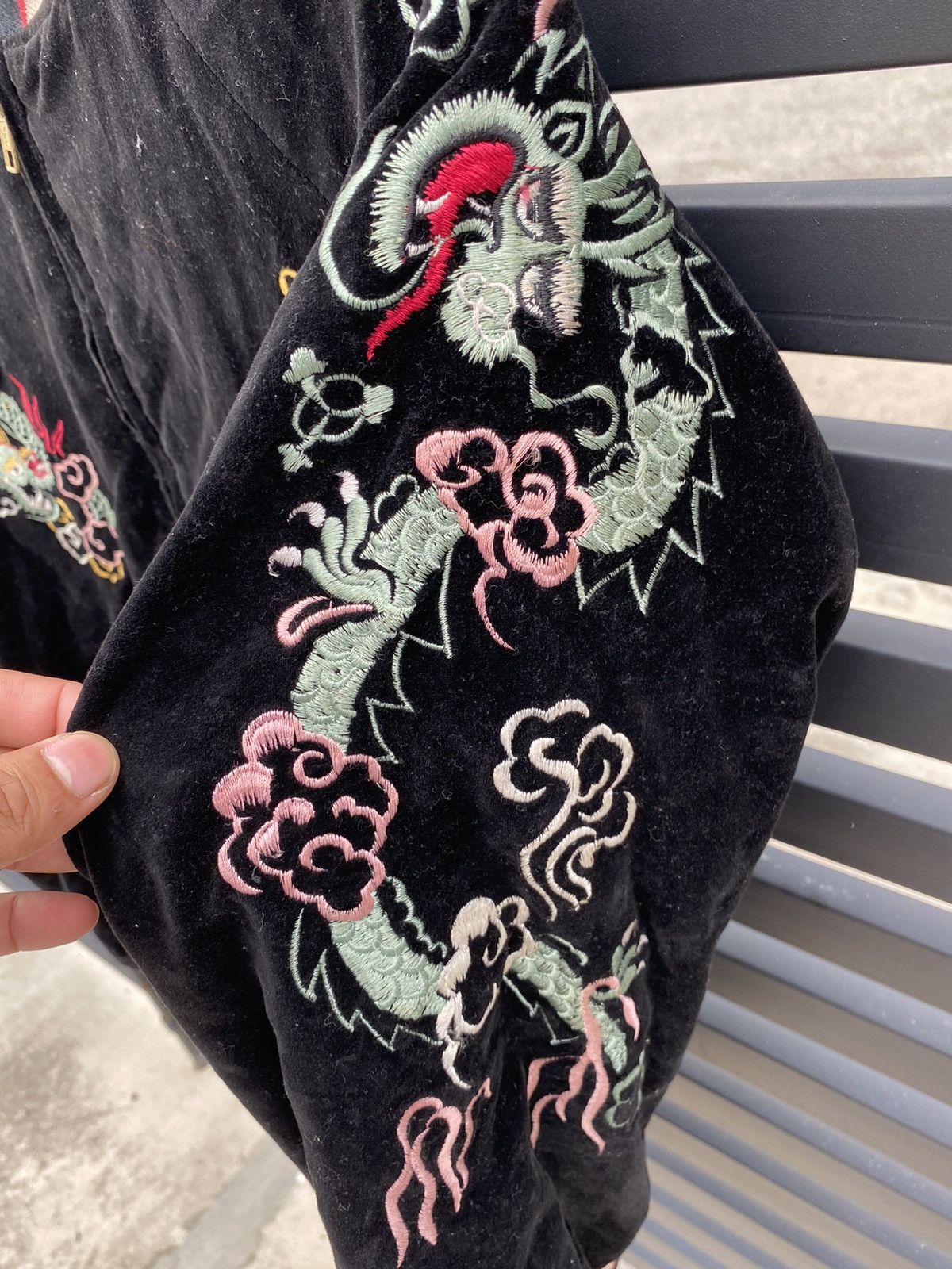 Japanese Brand Vintage SUKAJAN Velvet Dragon Lucky 7th Jacket Size US L / EU 52-54 / 3 - 6 Thumbnail