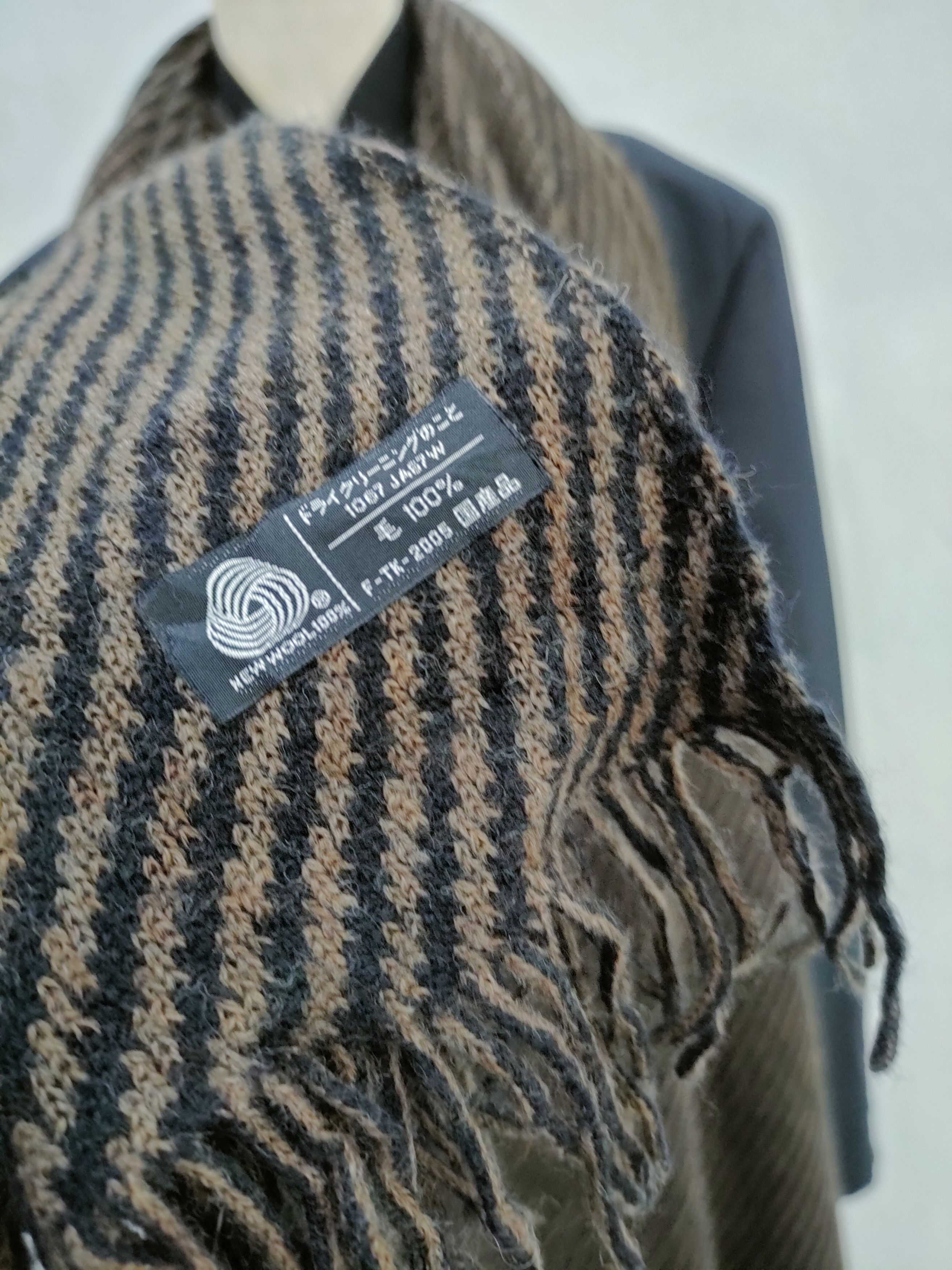 Vintage Brown Black Linear Scarf Size ONE SIZE - 5 Thumbnail