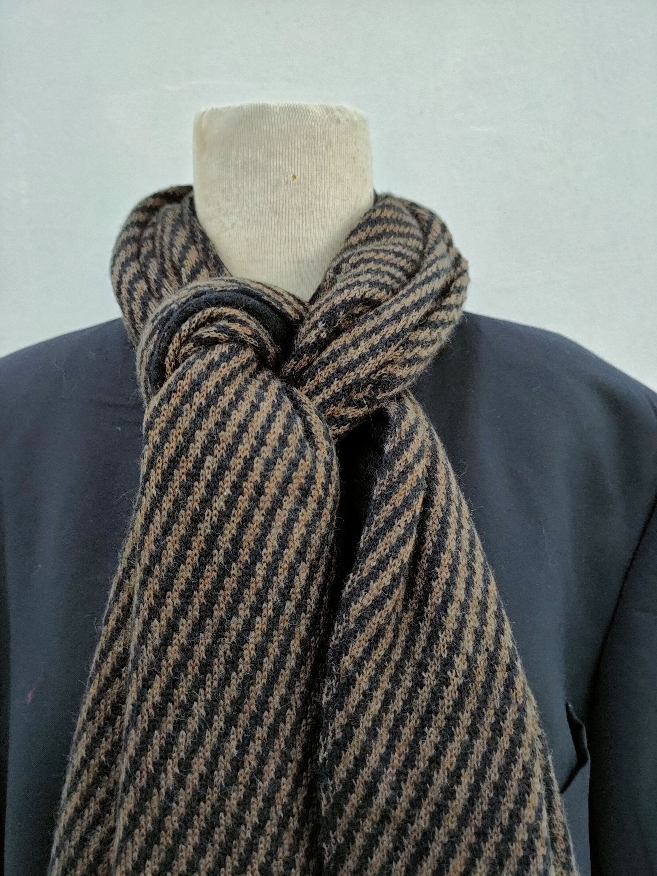 Vintage Brown Black Linear Scarf Size ONE SIZE - 4 Thumbnail