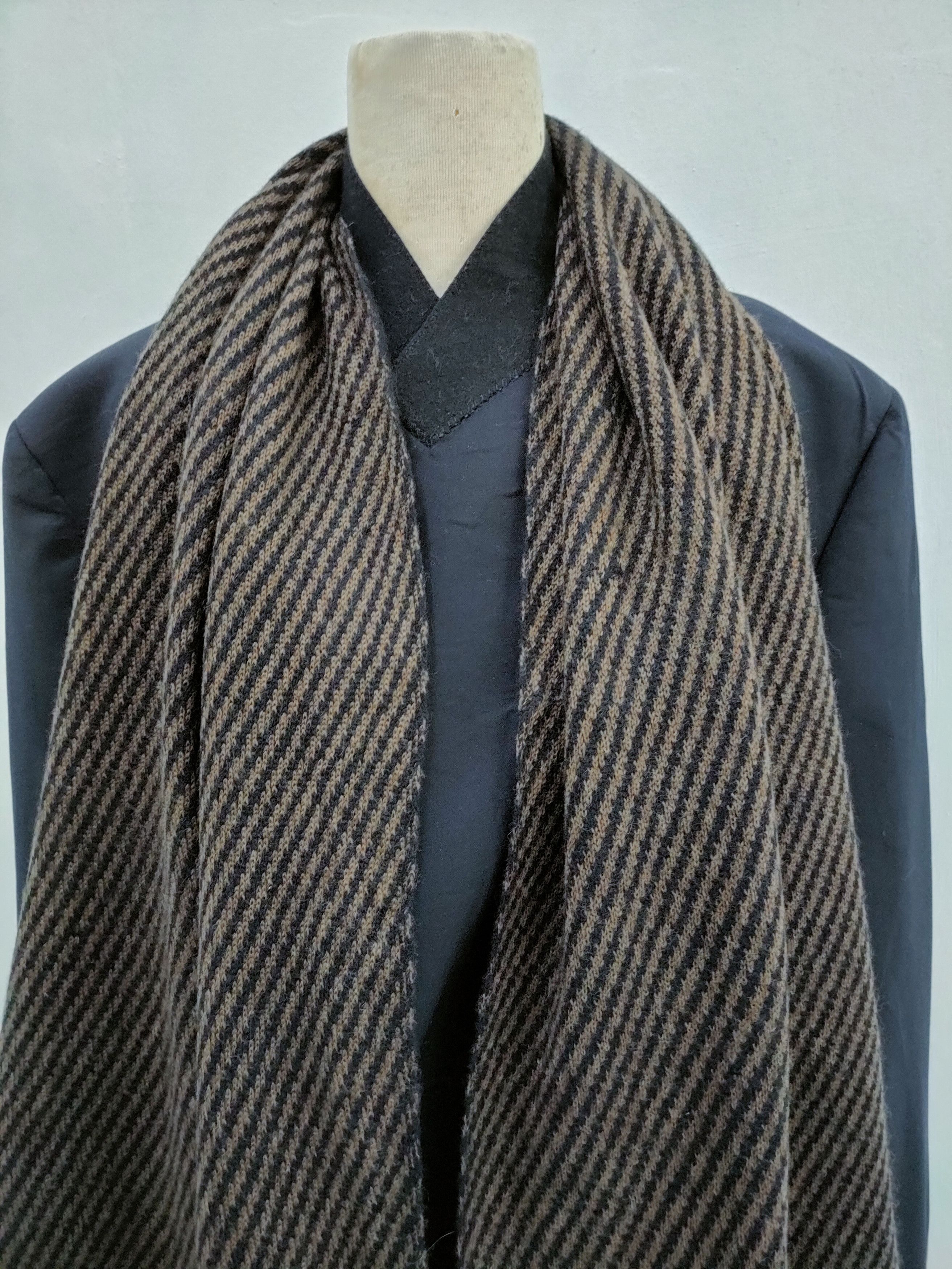 Vintage Brown Black Linear Scarf Size ONE SIZE - 3 Thumbnail
