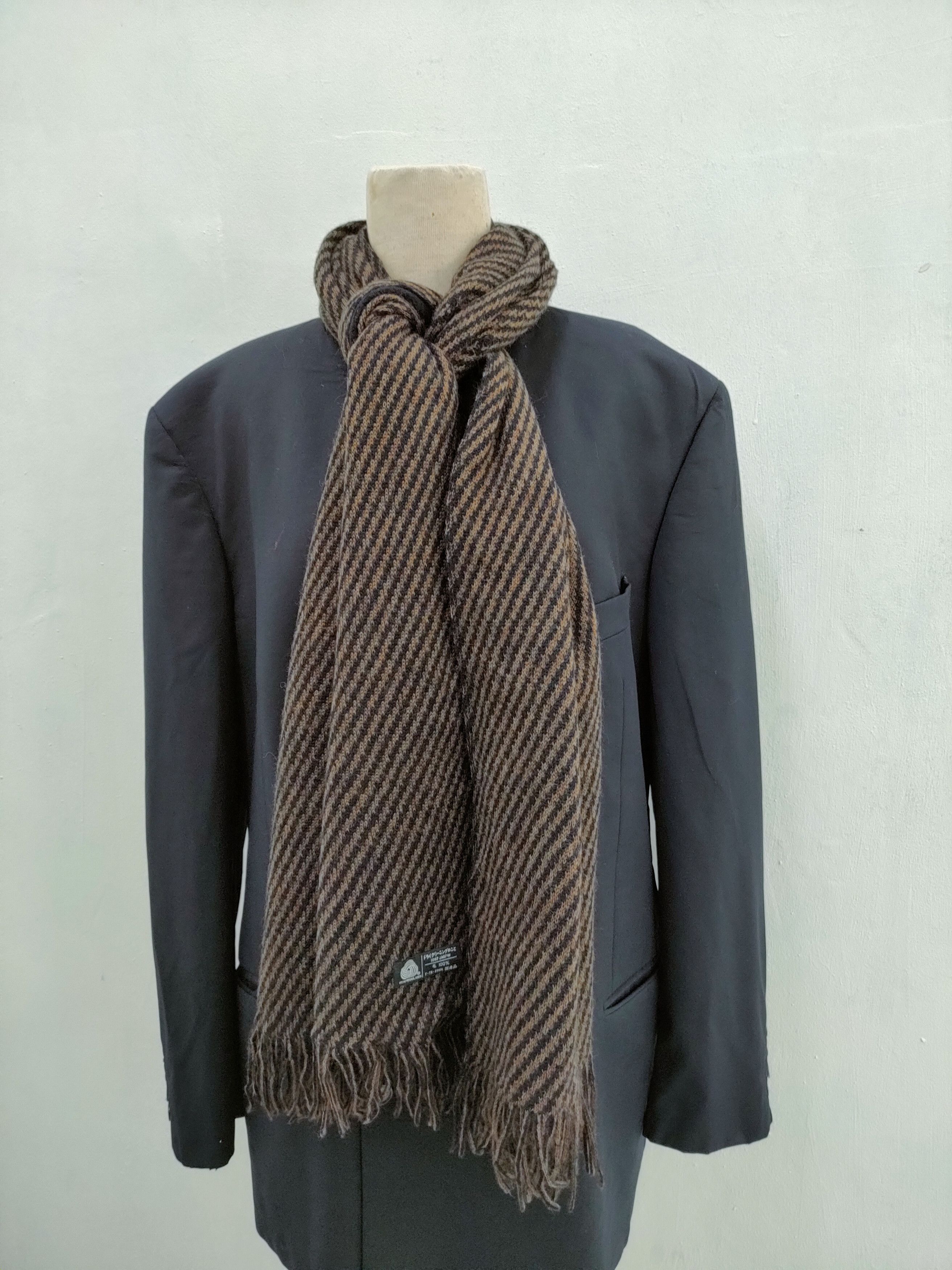 Vintage Brown Black Linear Scarf Size ONE SIZE - 2 Thumbnail