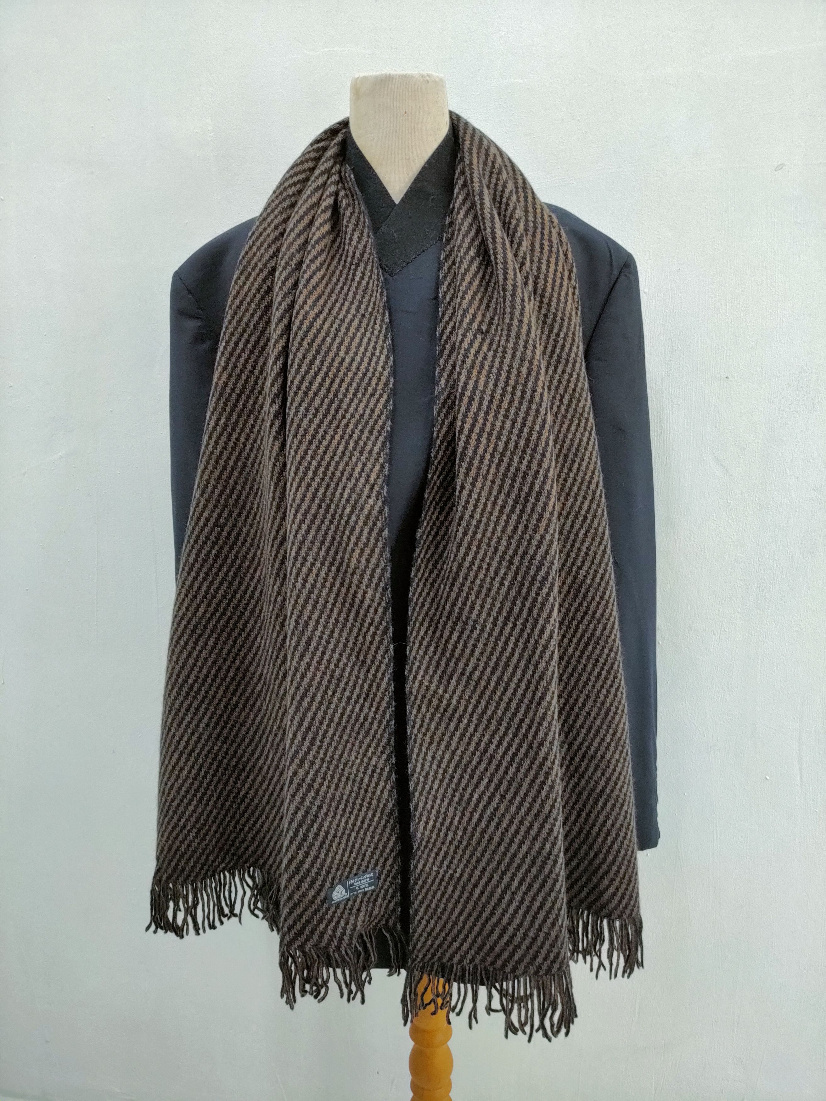 Vintage Brown Black Linear Scarf Size ONE SIZE - 1 Thumbnail
