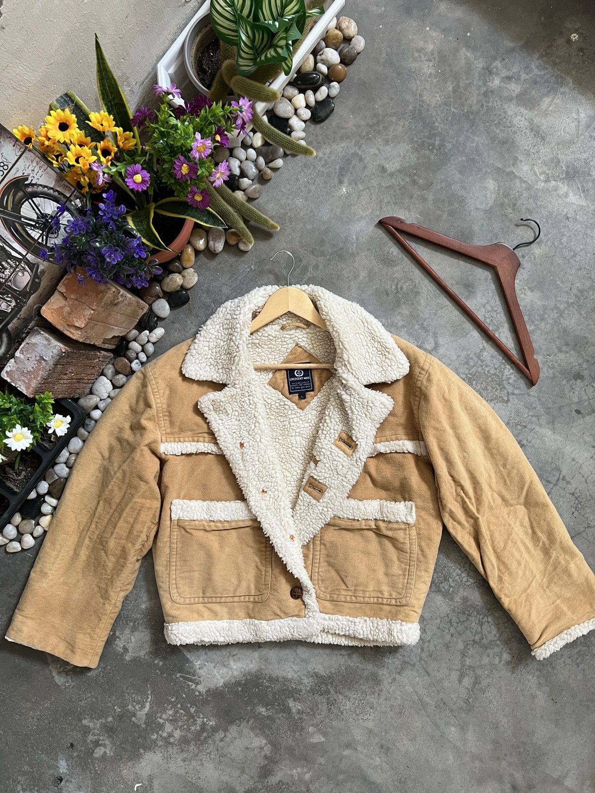 Vintage 🏴‍☠️ Crescent Max Brown Shearling Sherpa Velvet Jacket
