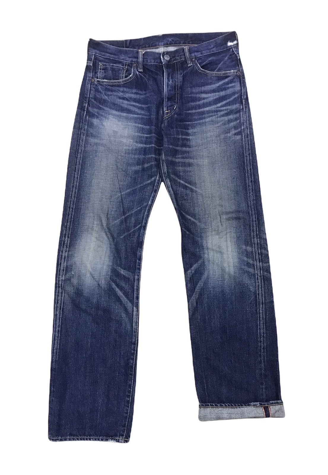 image of Omnigod Orange Selvedge Denim Size 32X32 in Blue Denim, Men's