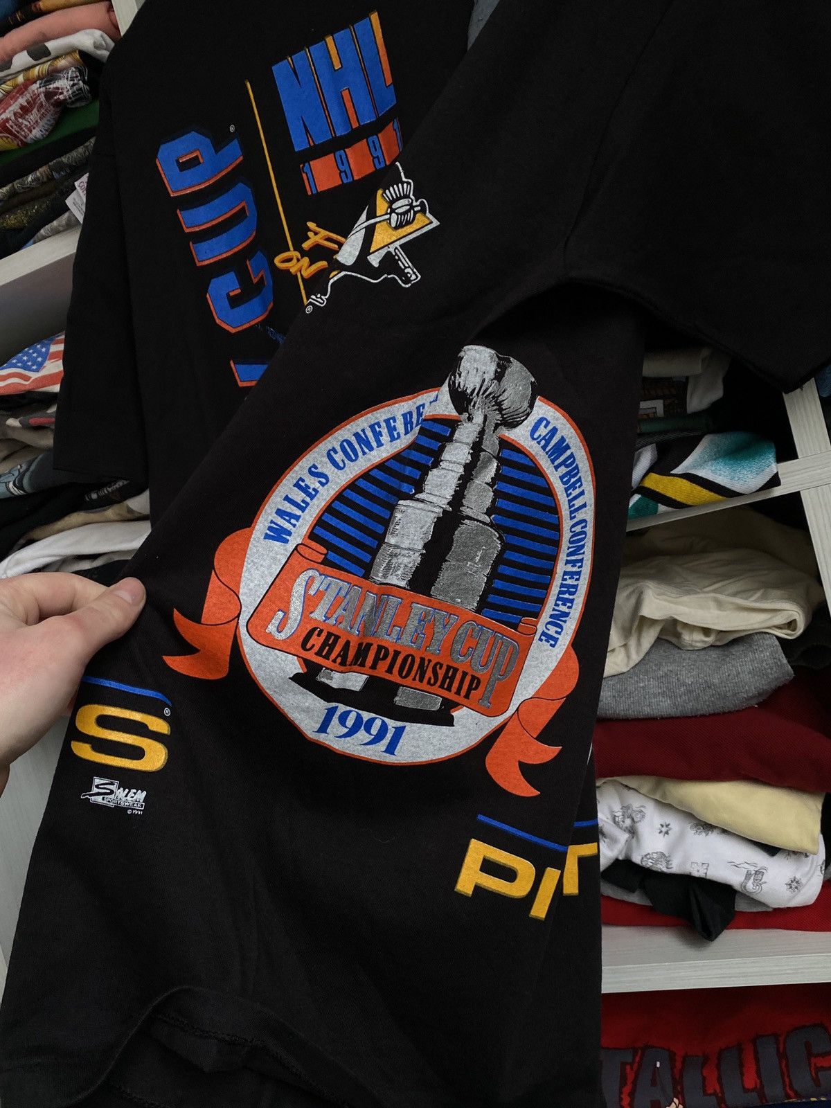 Delta × NHL × Salem Sportswear 1991 Penguins Champs Stanley cup Pittsburg Salem delta USA Size US XL / EU 56 / 4 - 6 Thumbnail
