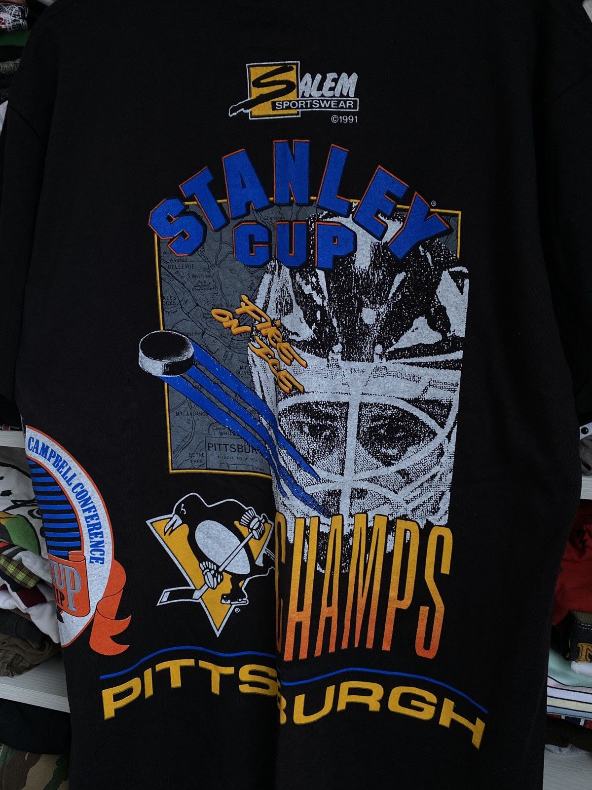 Delta × NHL × Salem Sportswear 1991 Penguins Champs Stanley cup Pittsburg Salem delta USA Size US XL / EU 56 / 4 - 9 Thumbnail