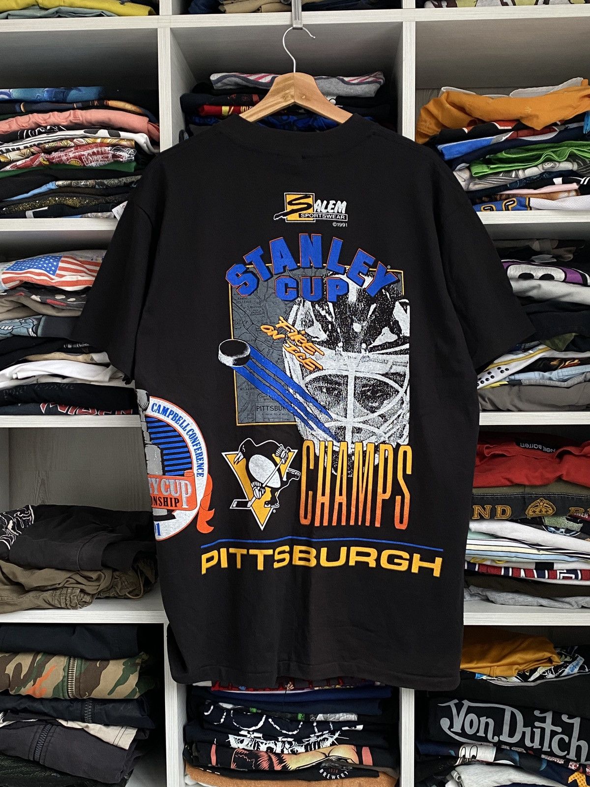 Delta × NHL × Salem Sportswear 1991 Penguins Champs Stanley cup Pittsburg Salem delta USA Size US XL / EU 56 / 4 - 2 Thumbnail