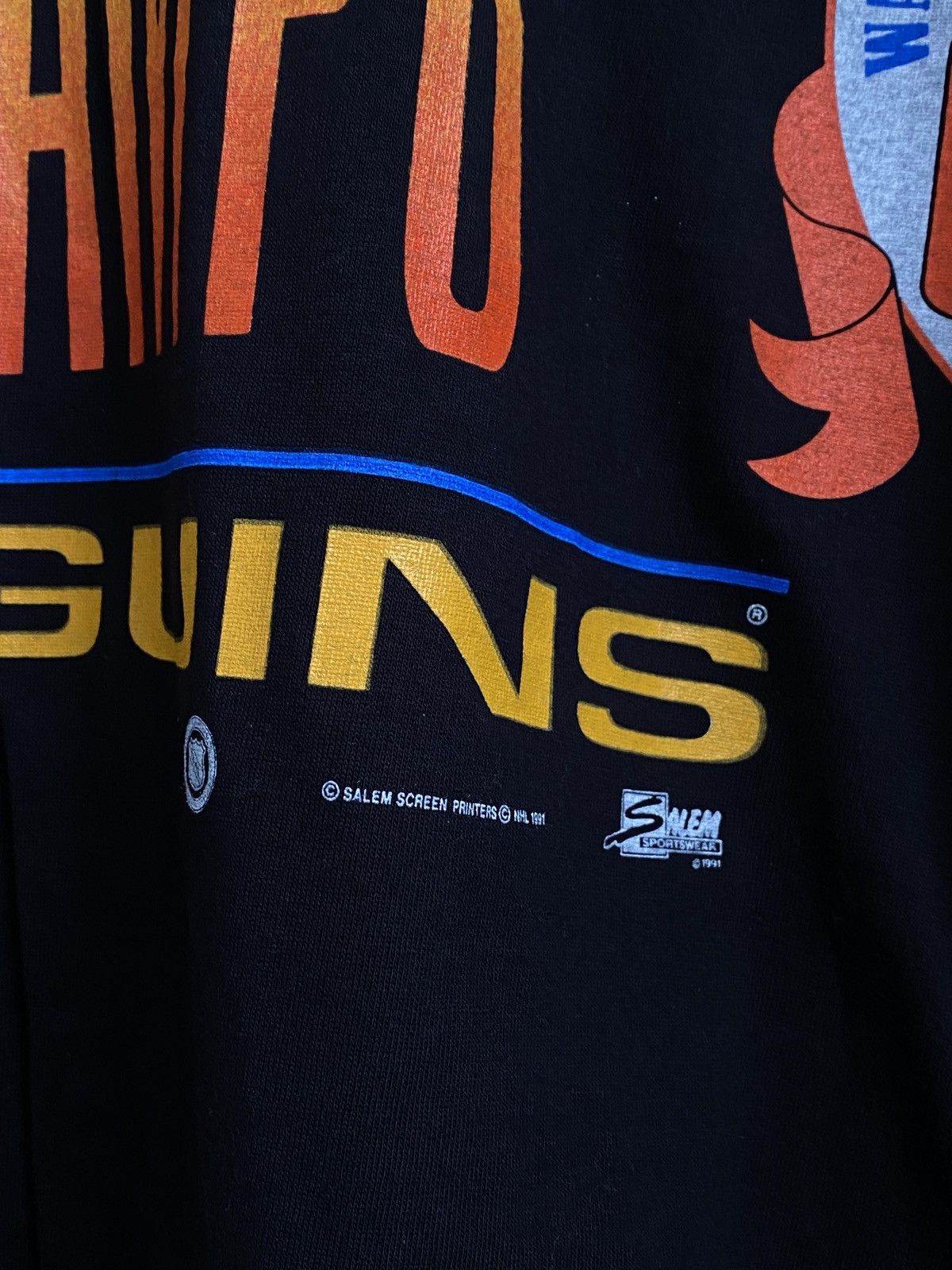 Delta × NHL × Salem Sportswear 1991 Penguins Champs Stanley cup Pittsburg Salem delta USA Size US XL / EU 56 / 4 - 3 Thumbnail