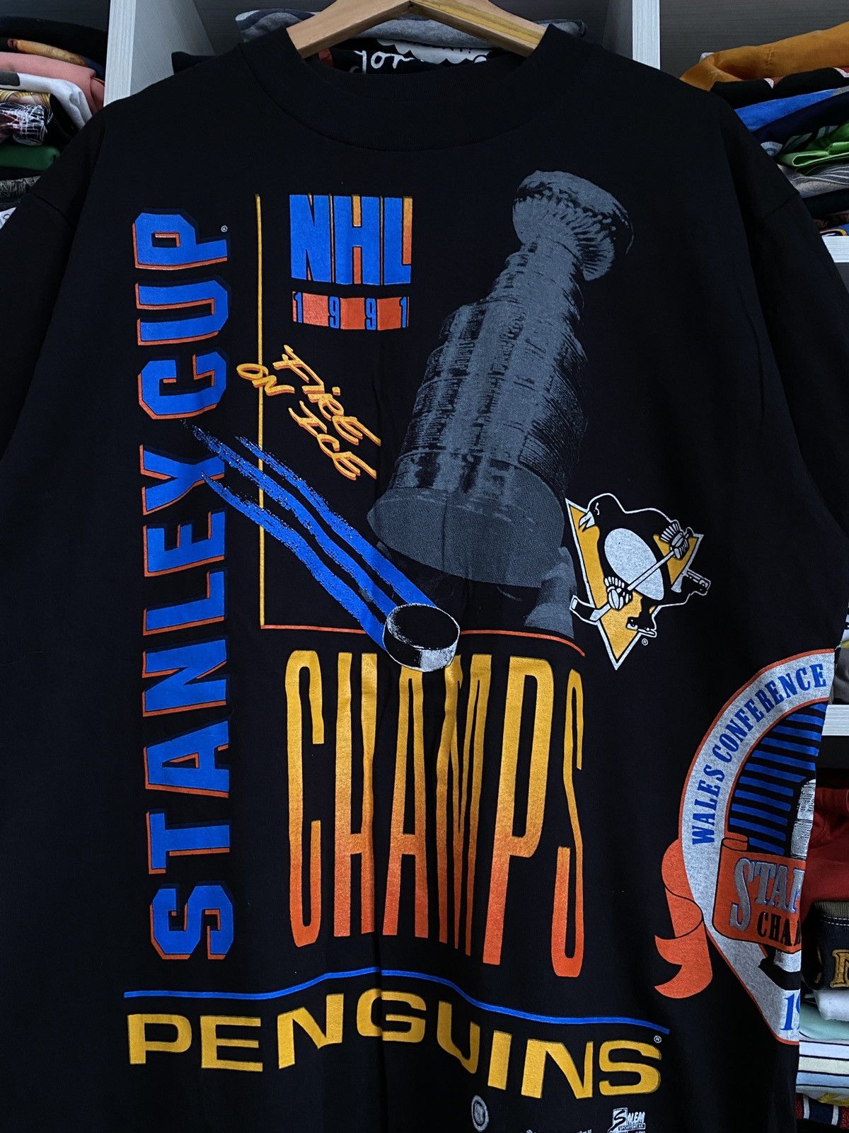 Delta × NHL × Salem Sportswear 1991 Penguins Champs Stanley cup Pittsburg Salem delta USA Size US XL / EU 56 / 4 - 5 Thumbnail