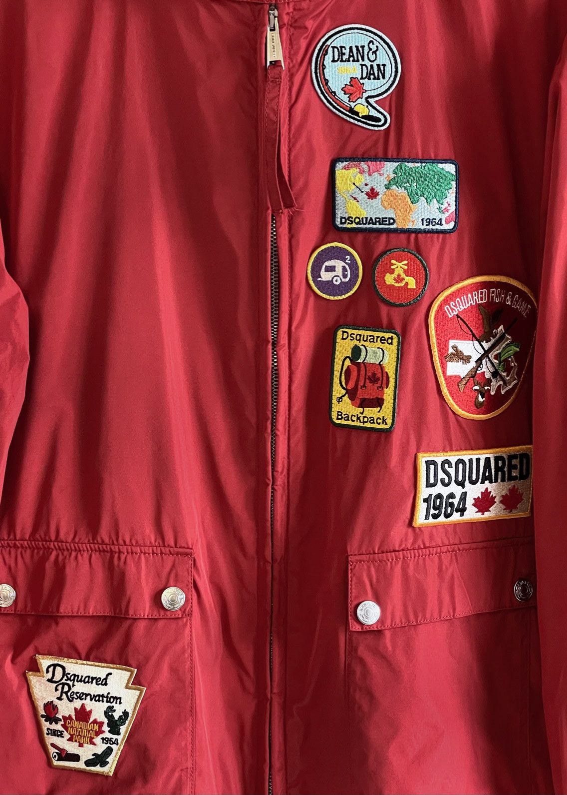 Dsquared2 Dsquared2 Red Nylon Logo Patch Windbreaker Size US M / EU 48-50 / 2 - 2 Thumbnail