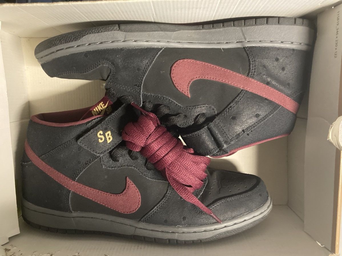 Nike Dunk Mid Pro Sb Black | Cherrywood Red-Light Graphite | Grailed