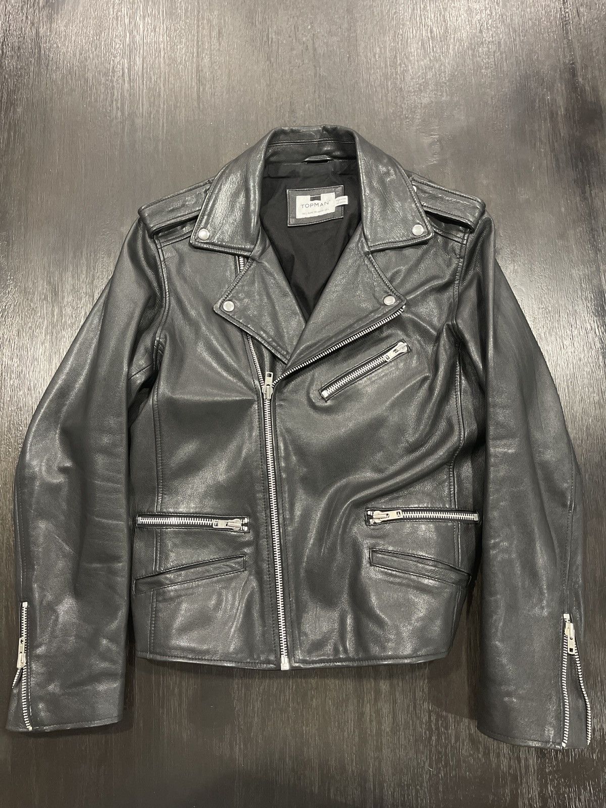 Topman Topman Leather Biker Jacket size Large | Grailed