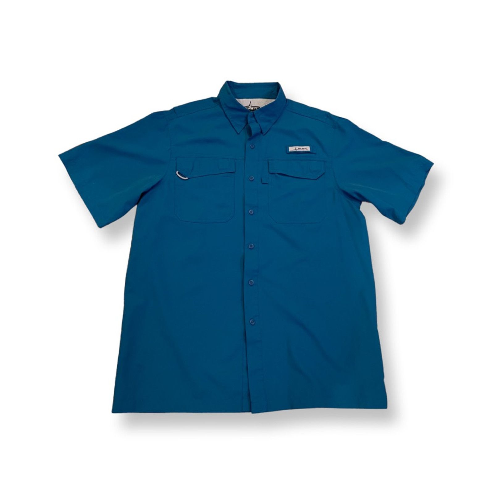 Unlisted Habit Fishing Shirt Blue Mesh Lined Flap Pockets Collared M