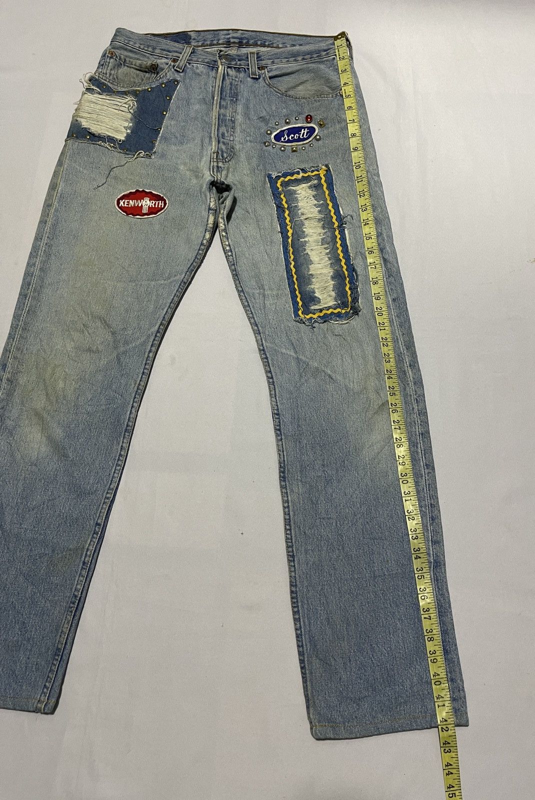 Levi's × Levi's Vintage Clothing 🔥RARE🔥 vintage Levis 501 x Paravion Co -Handmade jeans Size US 31 - 17 Thumbnail