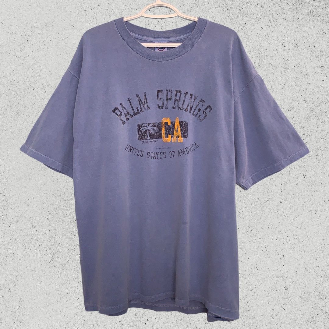Vintage 90s Blue Palm Springs California Graphic T-Shirt - XL Size US XL / EU 56 / 4 - 1 Thumbnail