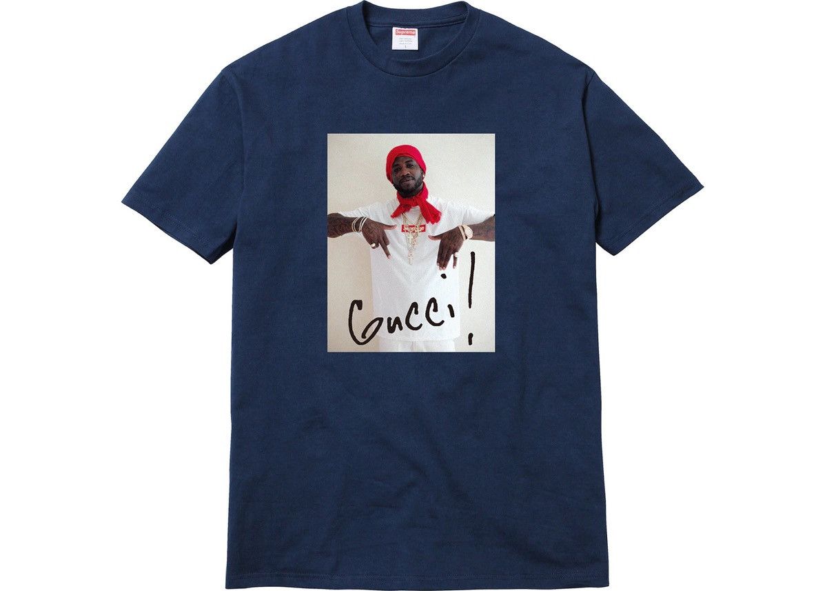 Supreme Used FW16 Supreme Gucci Mane Tee Box Logo Navy Size S Size US S / EU 44-46 / 1 - 13 Thumbnail