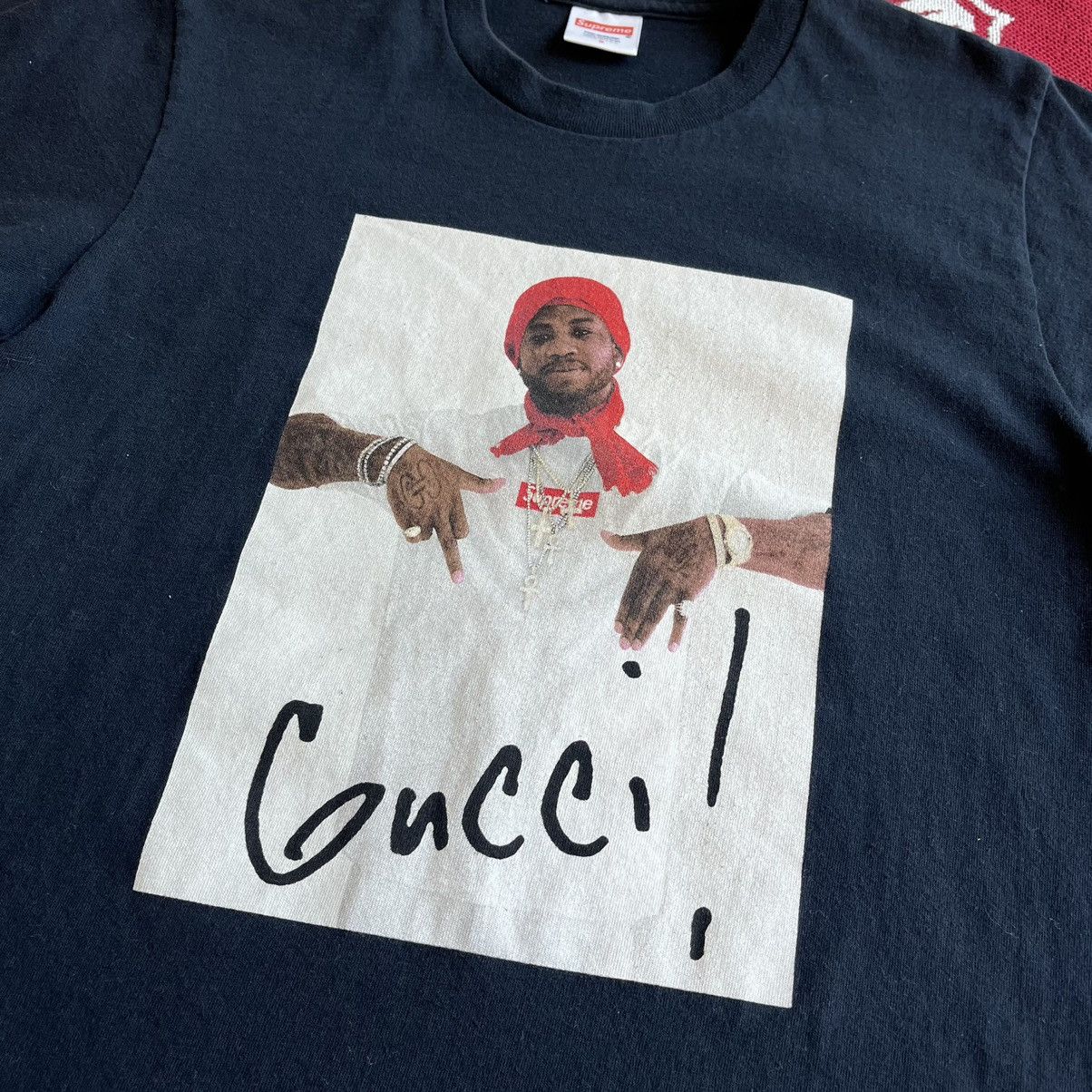 Supreme Used FW16 Supreme Gucci Mane Tee Box Logo Navy Size S Size US S / EU 44-46 / 1 - 4 Thumbnail