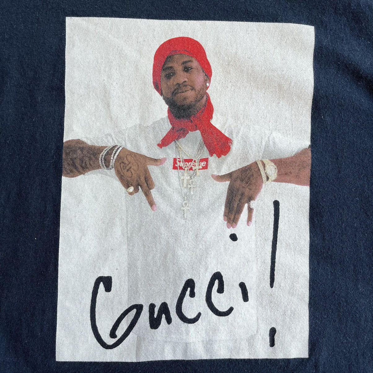 Supreme Used FW16 Supreme Gucci Mane Tee Box Logo Navy Size S Size US S / EU 44-46 / 1 - 5 Thumbnail