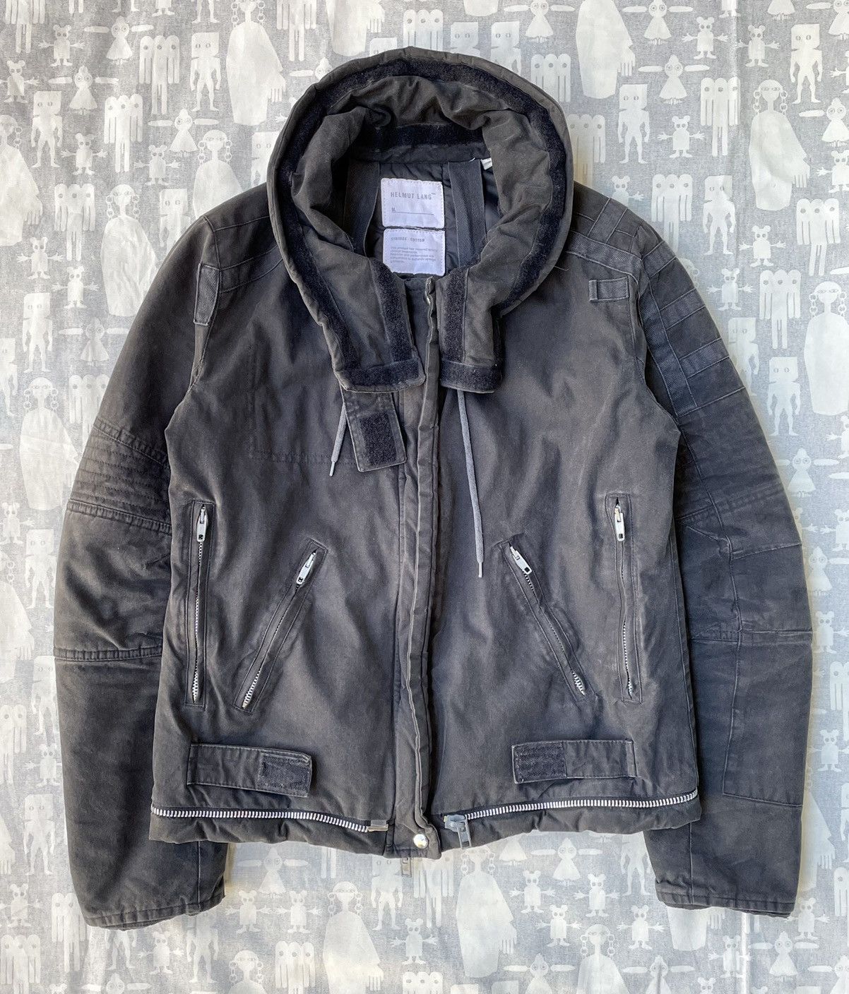 Helmut Lang Astro Moto Biker Resinated Cotton Jacket AW99