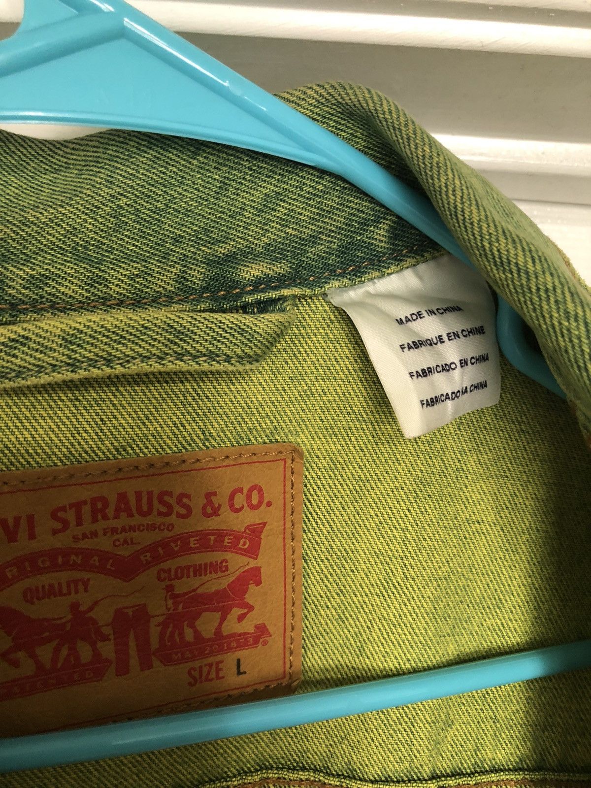 Levi's × Levi's Vintage Clothing × Vintage Mens Levi’s slime lime green denim jacket rare vintage Size US L / EU 52-54 / 3 - 3 Thumbnail