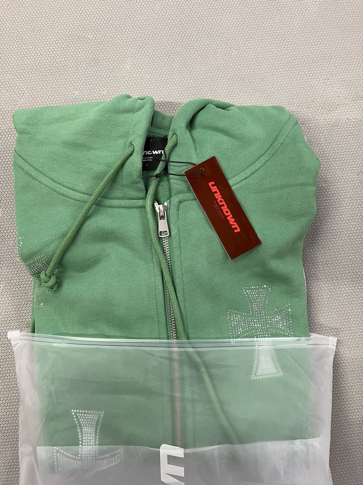 Unknown London Unknown London Green Rhinestone Hoodie | Grailed