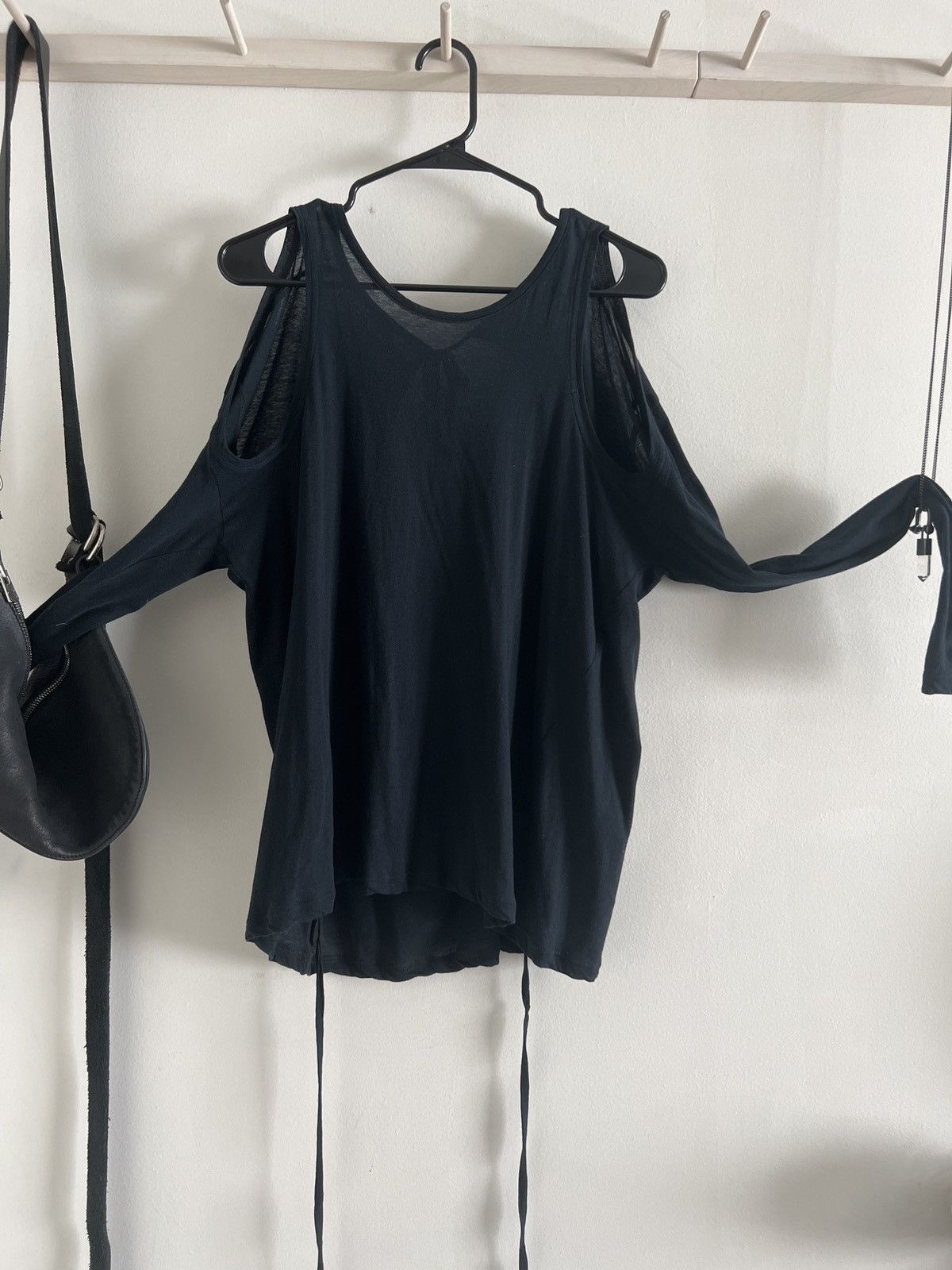 Rare bondage black cut out top with ties S M L