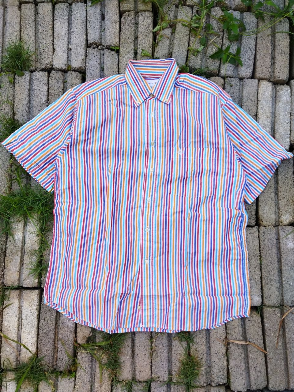 image of Christian Dior Monsieur VTG Christian Dior Oversized Multicolour Stripes Shir in Striped (Size Smal
