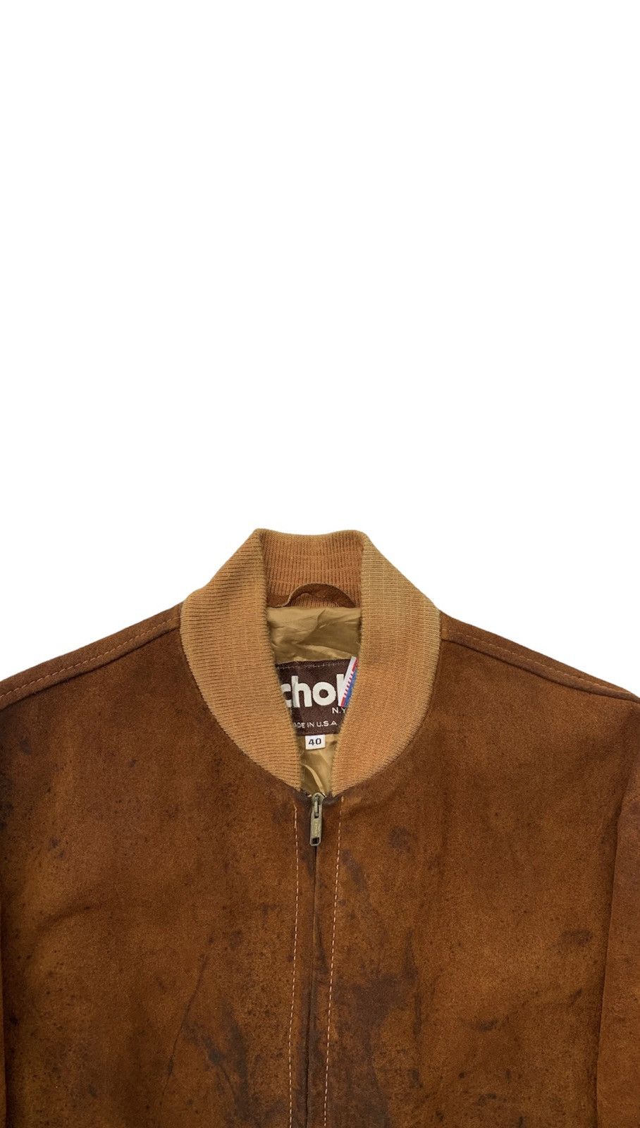 Schott × Vintage VINTAGE SCHOTT SUEDE LEATHER BROWN BOMBER JACKET Size US L / EU 52-54 / 3 - 5 Thumbnail