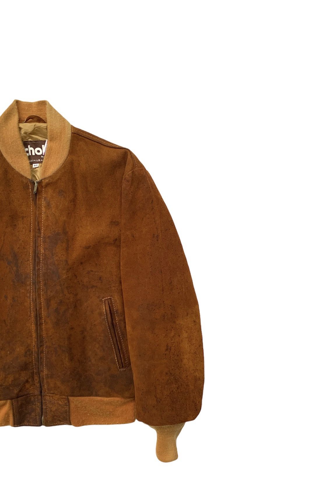 Schott × Vintage VINTAGE SCHOTT SUEDE LEATHER BROWN BOMBER JACKET Size US L / EU 52-54 / 3 - 2 Thumbnail