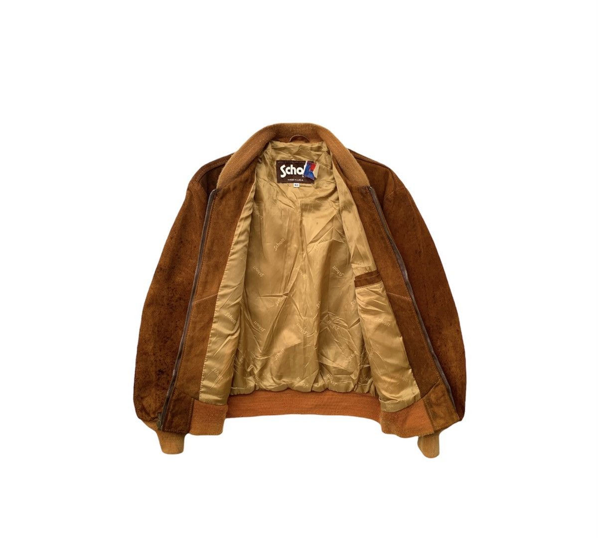 Schott × Vintage VINTAGE SCHOTT SUEDE LEATHER BROWN BOMBER JACKET Size US L / EU 52-54 / 3 - 4 Thumbnail