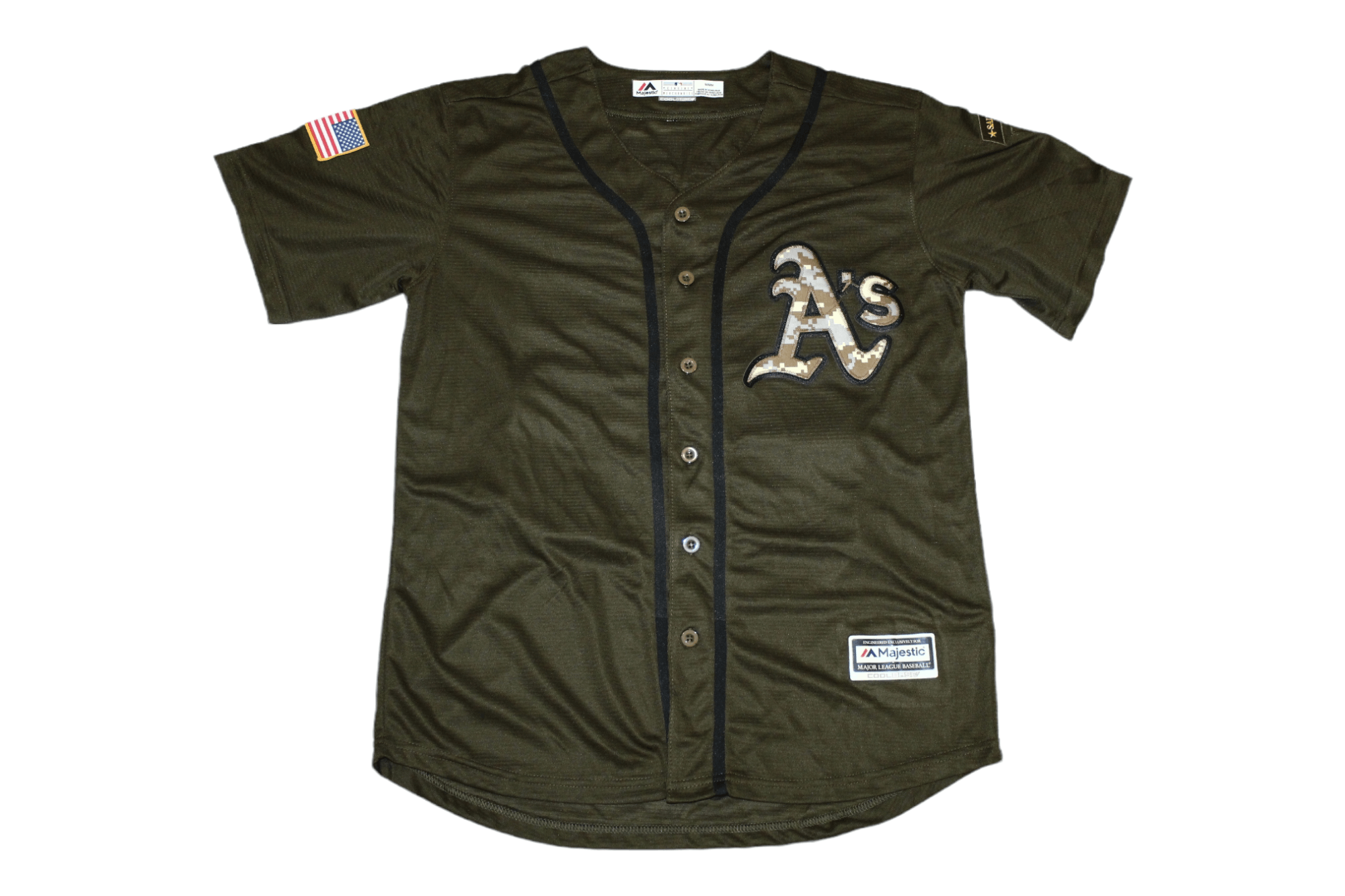 image of Majestic x Mlb Oakland Athletics 25 Piscotty Salute To Service Jersey in Green, Men's (Size Medium)