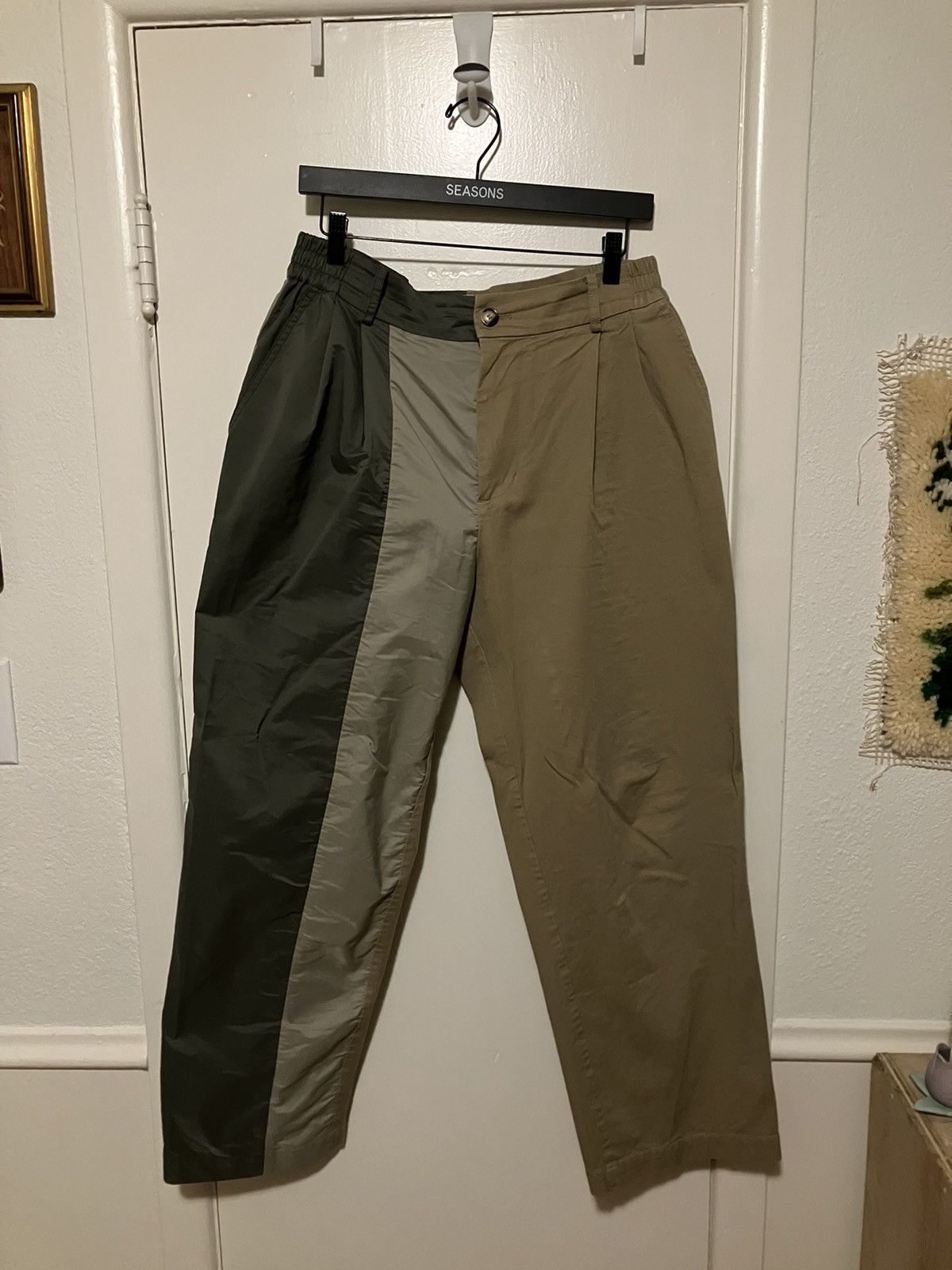 Image of Feng Chen Wang Deconstructed Pants in Khaki, Men's (Size 33)