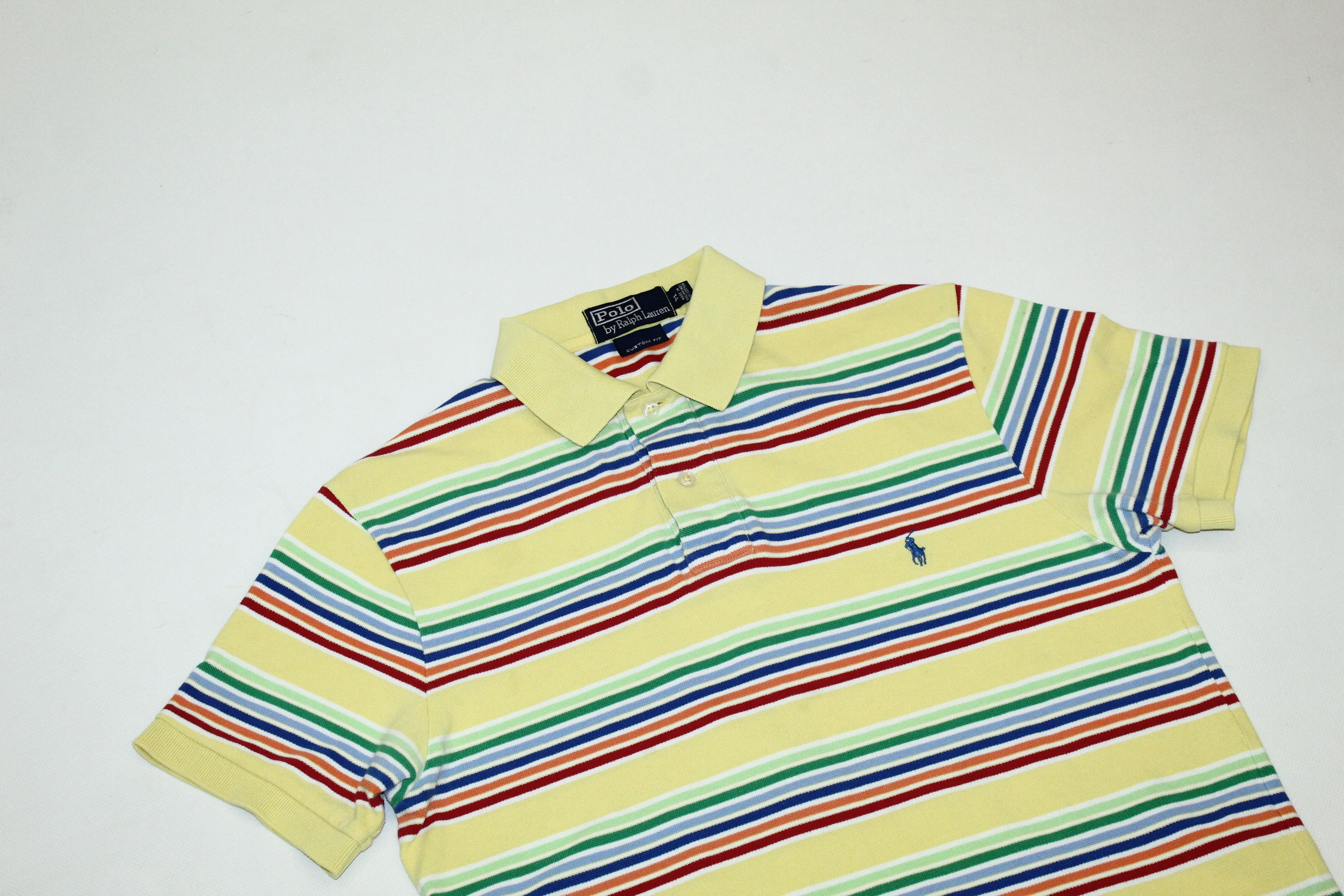 Polo Ralph Lauren VTG🔥Polo Ralph Lauren Custom Fit Pique Striped Shirt Size US S / EU 44-46 / 1 - 2 Thumbnail