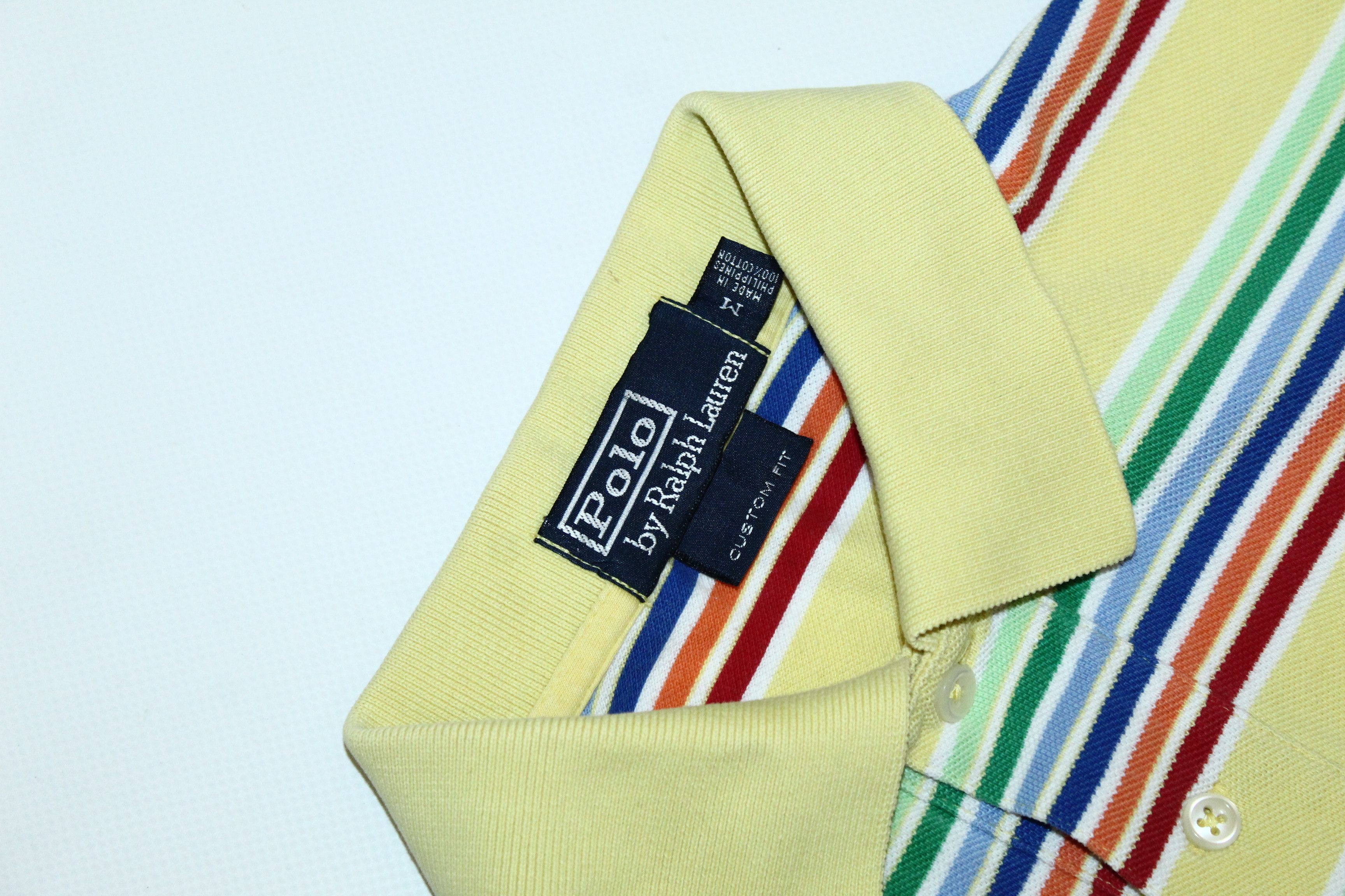Polo Ralph Lauren VTG🔥Polo Ralph Lauren Custom Fit Pique Striped Shirt Size US S / EU 44-46 / 1 - 4 Thumbnail