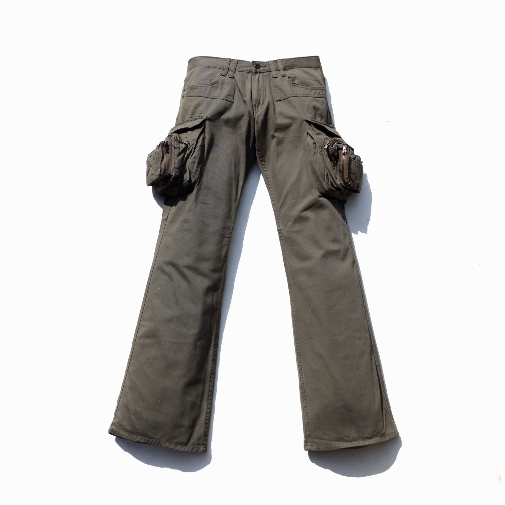 Pre-owned Beauty Beast X Issey Miyake Rootthree 3d Pocket Flare Cargo Pants In Olive
