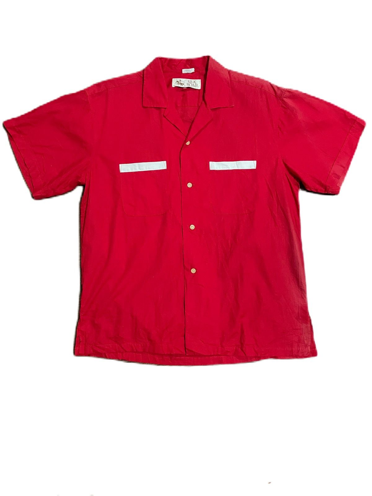 Japanese Brand VTg 70s/80s Distressed Camp Bowling Collar Silk Road Shirts Size US L / EU 52-54 / 3 - 4 Thumbnail