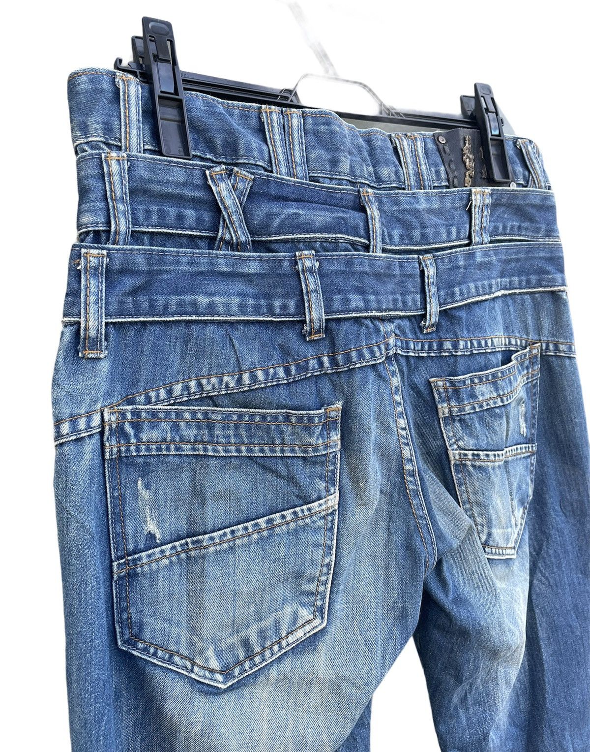 If Six Was Nine × Le Grande Bleu (L.G.B.) Young Republic Triple Waist Blue Distressed Jeans Size US 34 / EU 50 - 8 Thumbnail