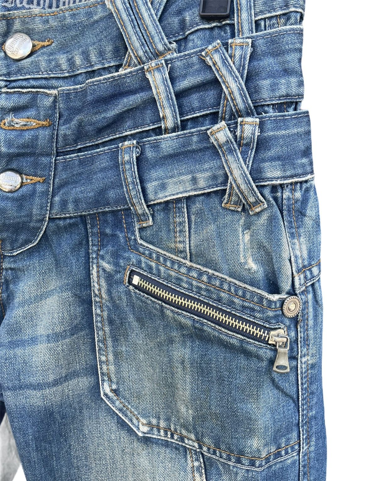 If Six Was Nine × Le Grande Bleu (L.G.B.) Young Republic Triple Waist Blue Distressed Jeans Size US 34 / EU 50 - 5 Thumbnail