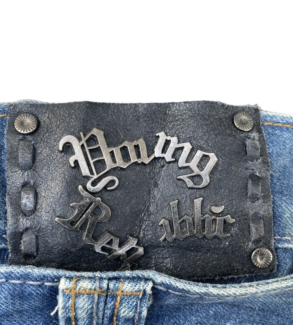 If Six Was Nine × Le Grande Bleu (L.G.B.) Young Republic Triple Waist Blue Distressed Jeans Size US 34 / EU 50 - 10 Thumbnail