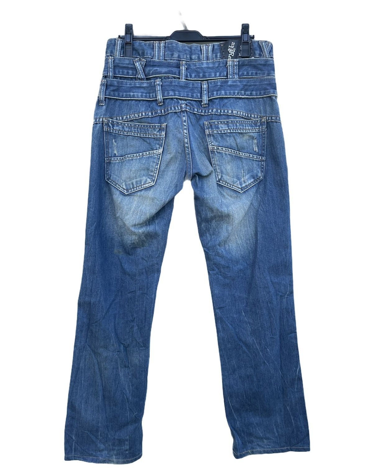 If Six Was Nine × Le Grande Bleu (L.G.B.) Young Republic Triple Waist Blue Distressed Jeans Size US 34 / EU 50 - 3 Thumbnail