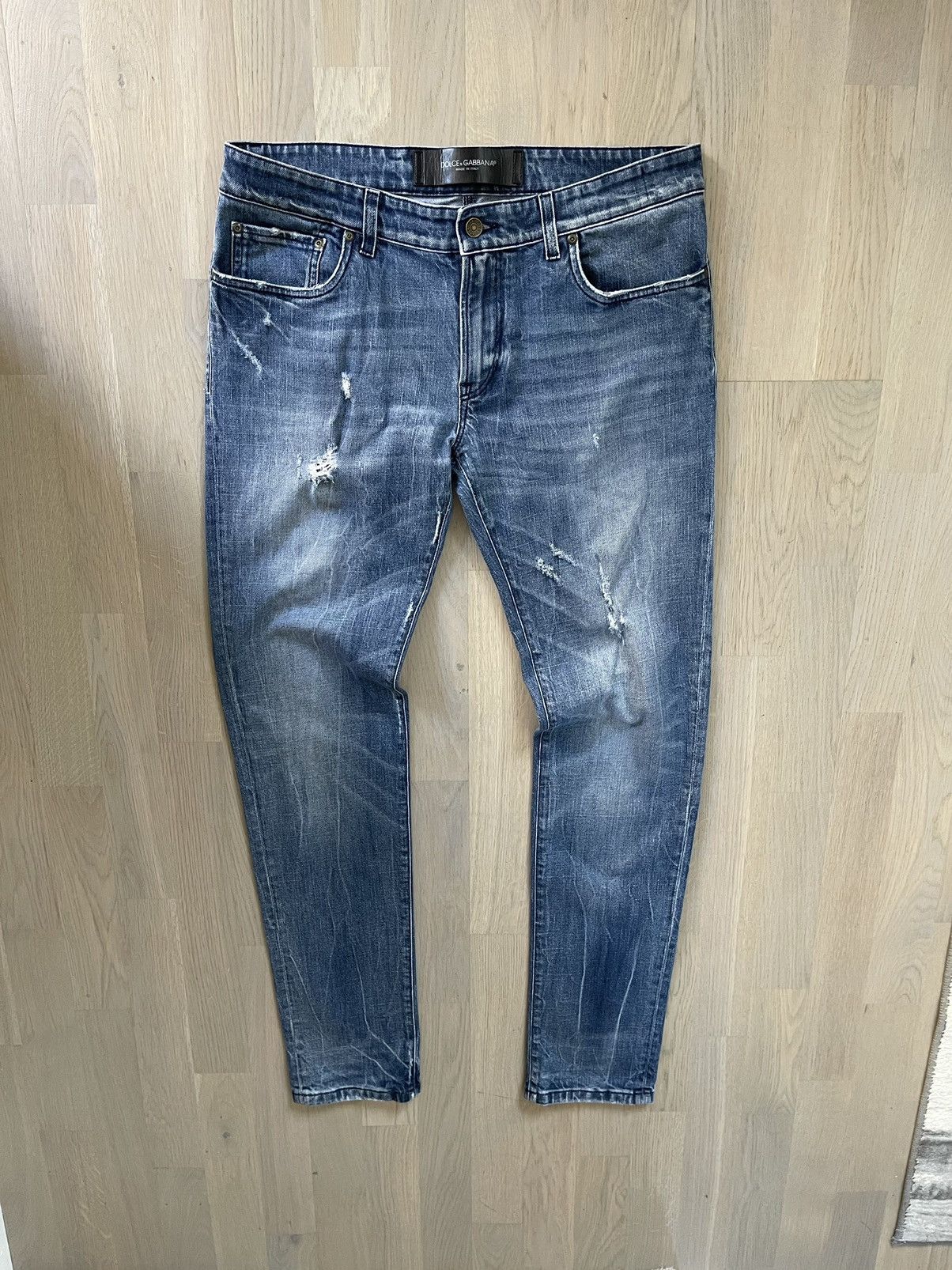 Dolce & Gabbana Dolce and Gabbana men plaque jeans sizes in photos by