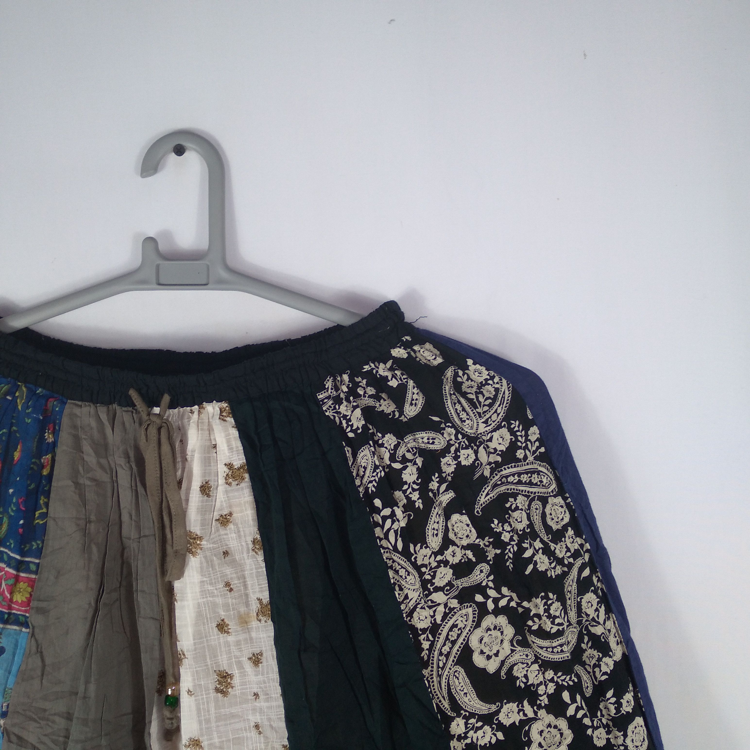 Japanese Brand × Vintage Sunder Ladki Patchwork Avant Garde Styles Draw String Skirt Size 32" / US 10 / IT 46 - 2 Thumbnail
