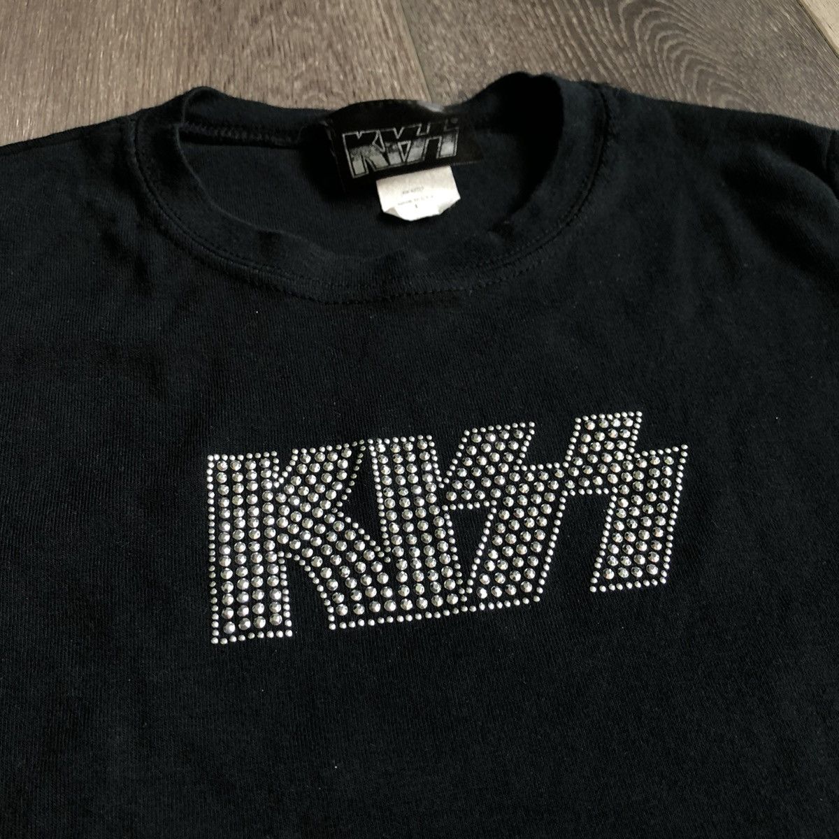 Band Tees Rare Vintage 1990s KISS Rock Band Rhinestone Logo Tee Shirt Size S / US 4 / IT 40 - 2 Thumbnail