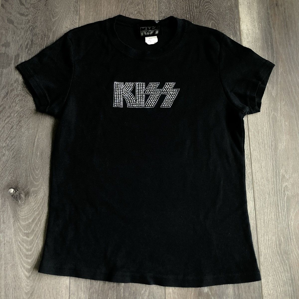 Band Tees Rare Vintage 1990s KISS Rock Band Rhinestone Logo Tee Shirt Size S / US 4 / IT 40 - 1 Thumbnail