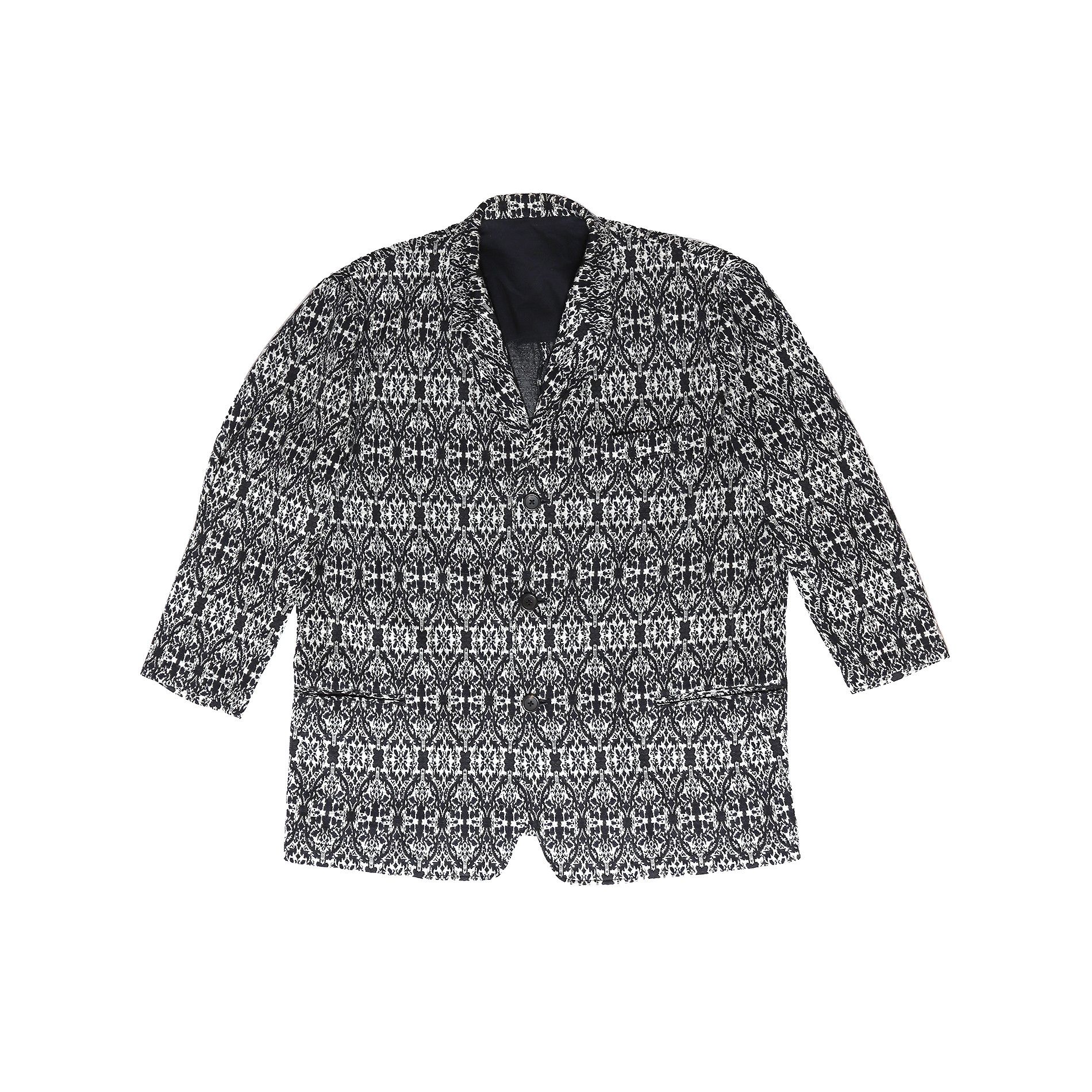 Yohji Yamamoto Black and Gray Pattern Coat | Grailed