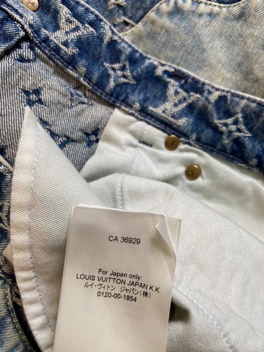 Buy LOUIS VUITTON Blue Denim Monogram Patchwork Vintage Jeans LV